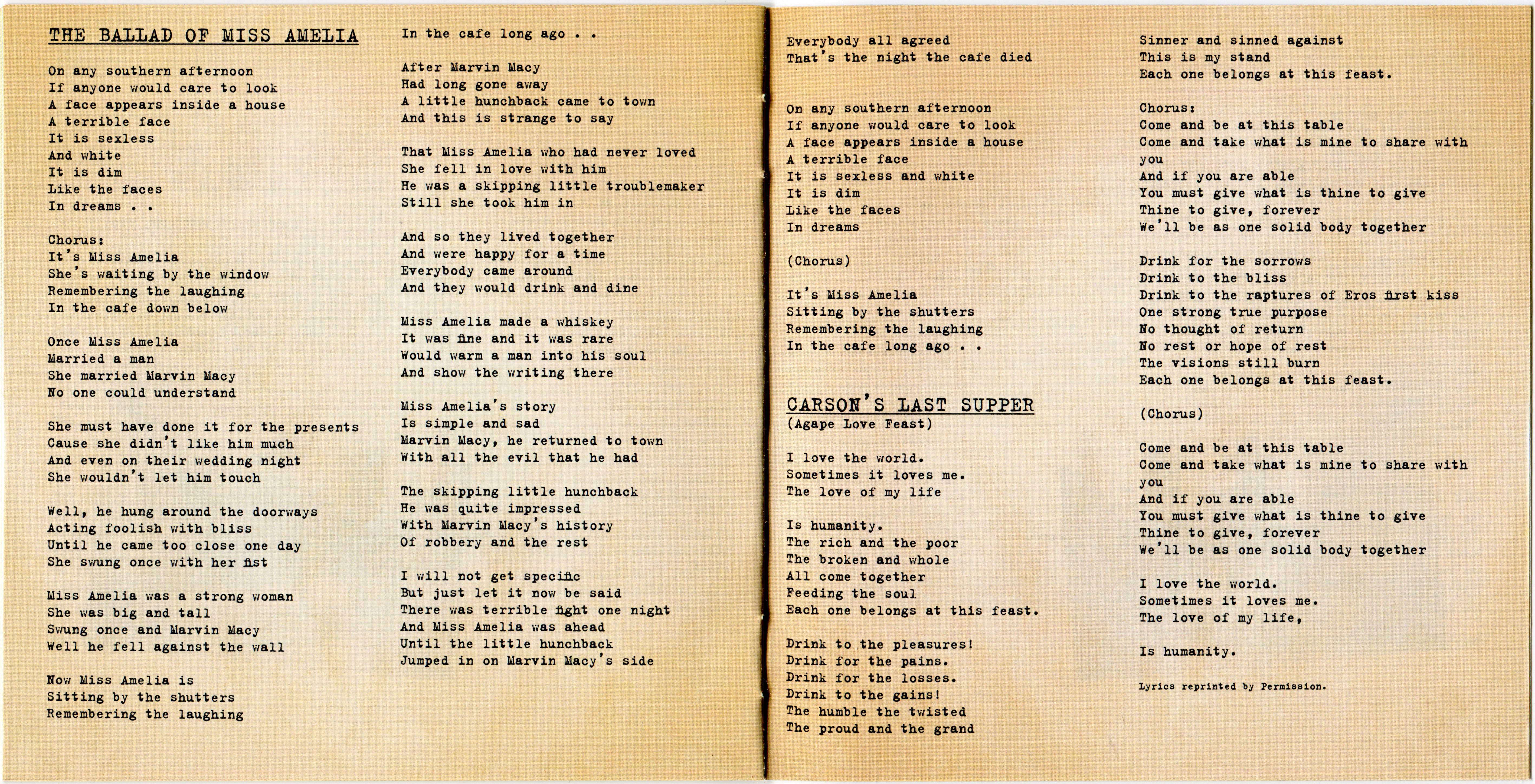 Suzanne Vega & Carson Mccullers  Lover, Beloved Songs From An Evening : Booklet 6